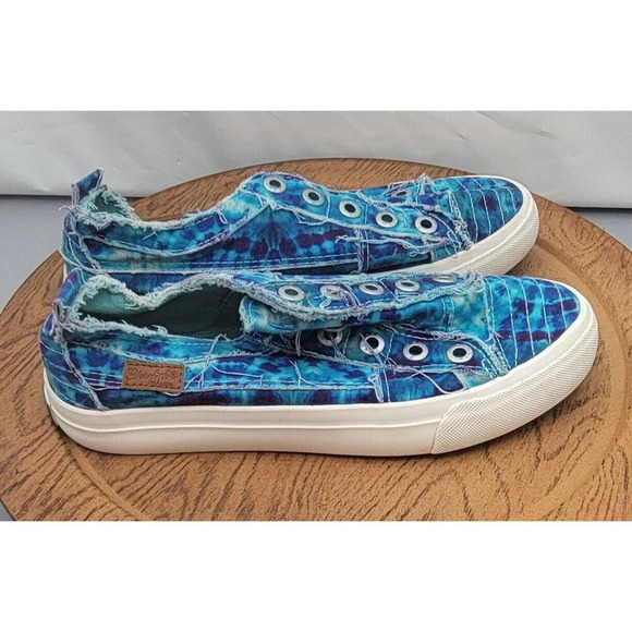 Blowfish Malibu Play Turquoise Tie Dye Denim Slip-On Shoes Women's 6.5 ZS-0061 - Picture 3 of 13